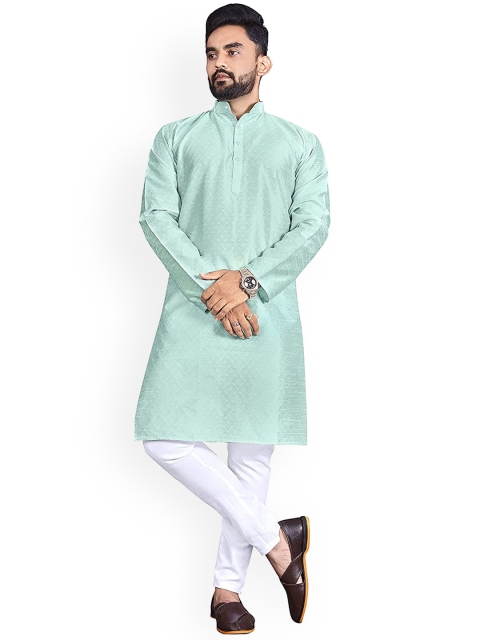 

amzira Men Turquoise Blue Kurta with Pyjamas