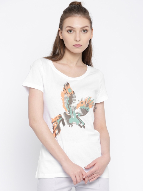 

Vero Moda Women White Printed Round Neck T-shirt