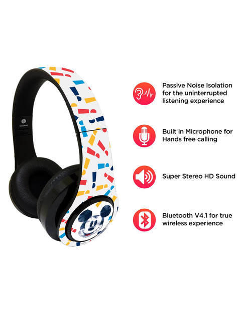 

macmerise White & Blue Printed Crystal Mickey - Decibel Wireless On Ear Headphones