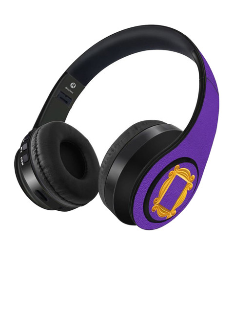 

macmerise Black & Purple Printed Over-Ear Wireless Headphones