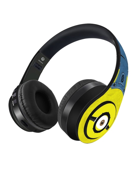 

macmerise Black & Yellow Minion Printed Wireless On Ear Headphones