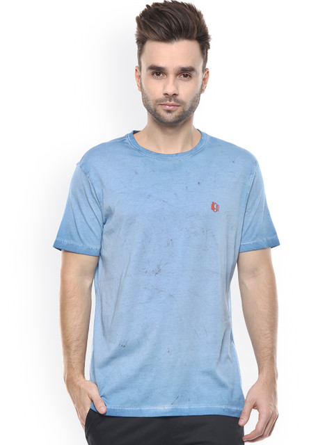 

SPYKAR Men Blue Round Neck T-shirt
