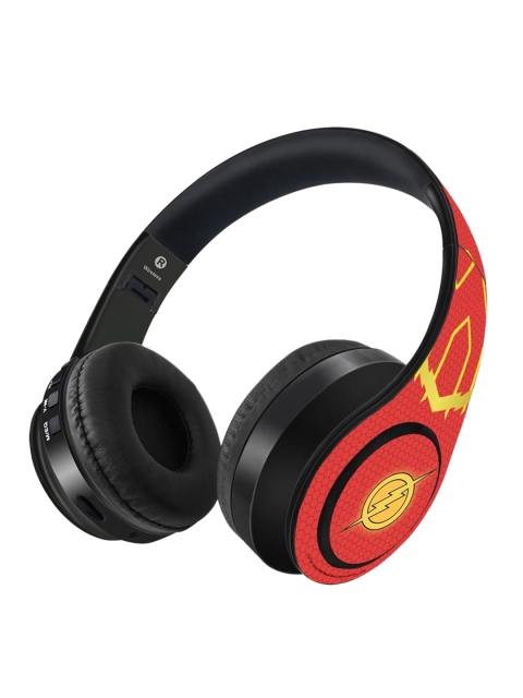 

macmerise Red & Yellow Printed Suit up Flash Decibel Wireless On Ear Headphones