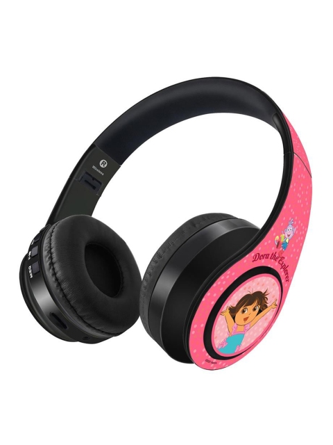 

macmerise Pink Printed Joyful Dora Decibel Wireless On Ear Headphones, Multi