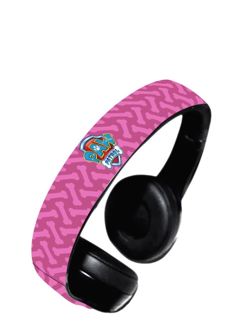 

macmerise Pink & White Printed Over-Ear Wireless Headphones with 9 Hrs Battery & Mic