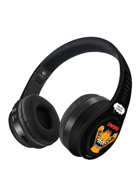 

macmerise Black Smiling Garfield Printed Decibel Wireless On Ear Headphones