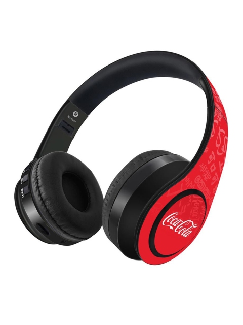 

macmerise Black & Red Printed Wireless On Ear Headphones with 9 Hrs Battery & Mic