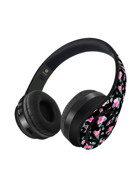 

macmerise Black SK Hibiscus Blush Bluetooth On Ear Headphones with 9 Hrs Battery & Mic