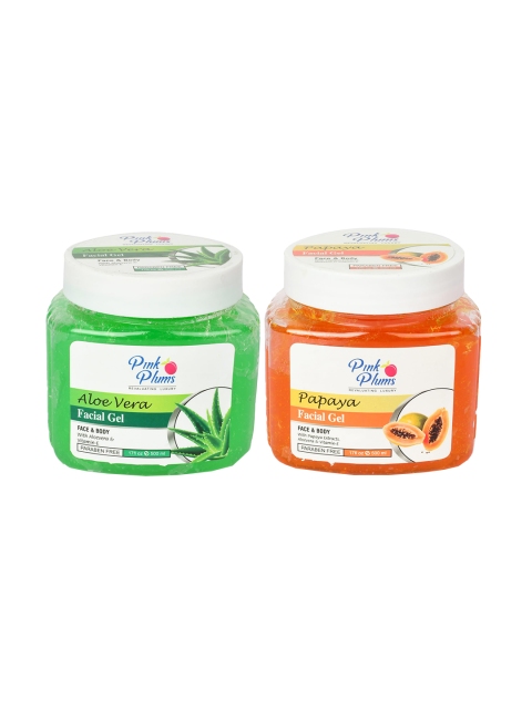 

Pink Plums Set of 2 Green & Orange Aloe Vera Papaya Facial Gel