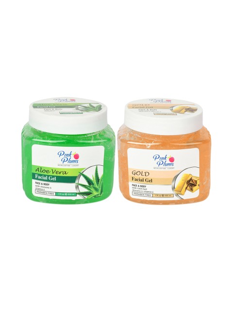 

Pink Plums Set Of 2 Aloevera & Gold Face & Body Facial Gel, Multi