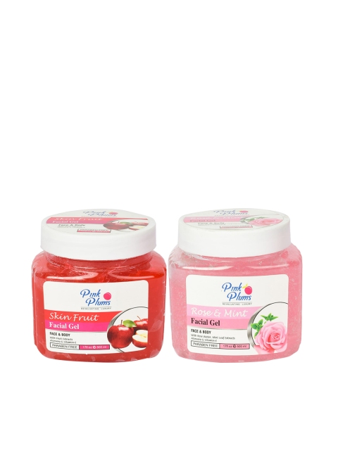 

Pink Plums Set of 2 Paraben Free Rose Mint & Skin Fruit Face & Body Facial Gel, Multi