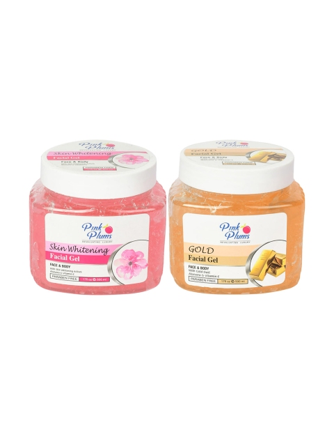 

Pink Plums Pack Of 2 Paraben Free Aloevera Vitamin E Gold Face Gel- 500 ml
