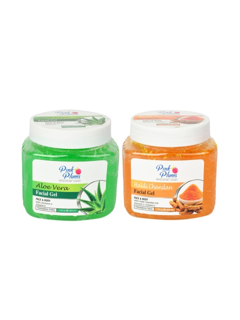 

Pink Plums Set of 2 Paraben Free Aloe Vera & Haldi Chandan Face & Body Facial Gel, Multi