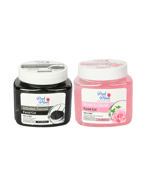 

Pink Plums Paraben Free Charcoal Rose Mint Face & Body Facial Gel 1000 ml, Multi