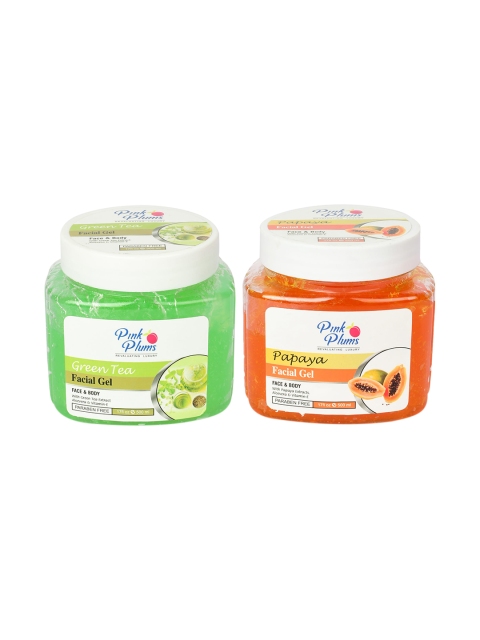 

Pink Plums Set of Green Tea Facial Gel & Papaya Facial Gel - 500 ml Each