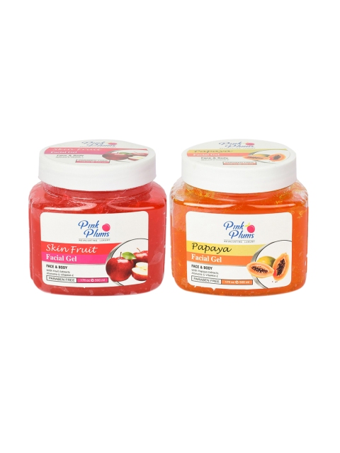 

Pink Plums Set of 2 Red & Orange Papaya Skin Fruit Face & Body Facial Gel