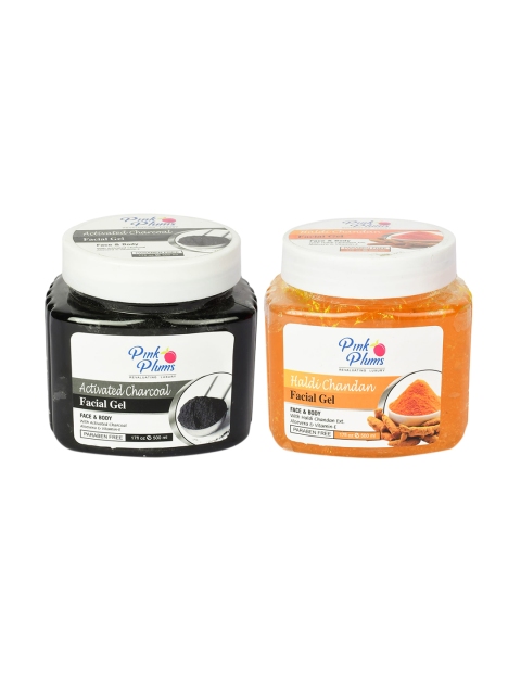 

Pink Plums Set of Activated Charcoal Facial Gel & Haldi Chandan Facial Gel - 500 ml Each, Black