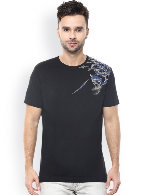 

SPYKAR Men Black Printed Round Neck T-shirt