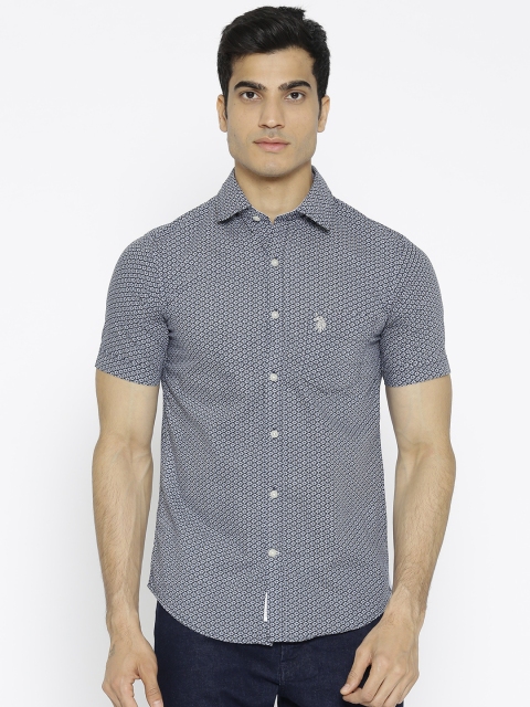 

U.S. Polo Assn. Men Blue Tailored Fit Floral Print Casual Shirt