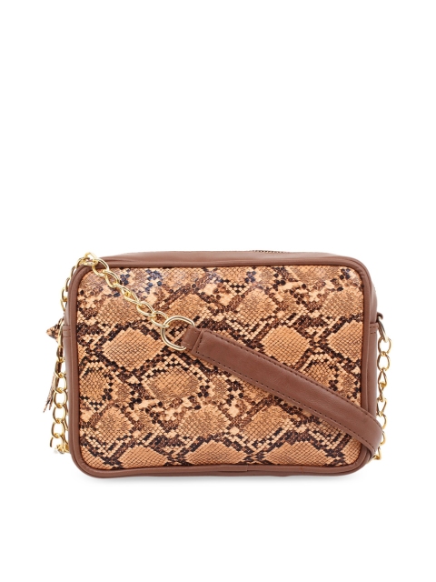 

LEGAL BRIBE Tan Animal Textured PU Structured Sling Bag