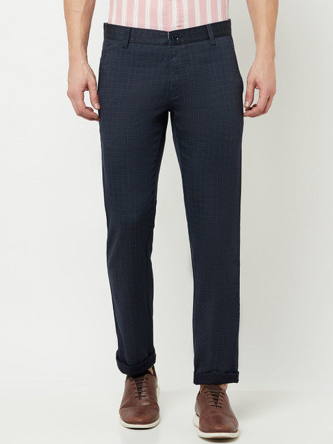 

Octave Men Navy Blue Solid Cotton Trousers