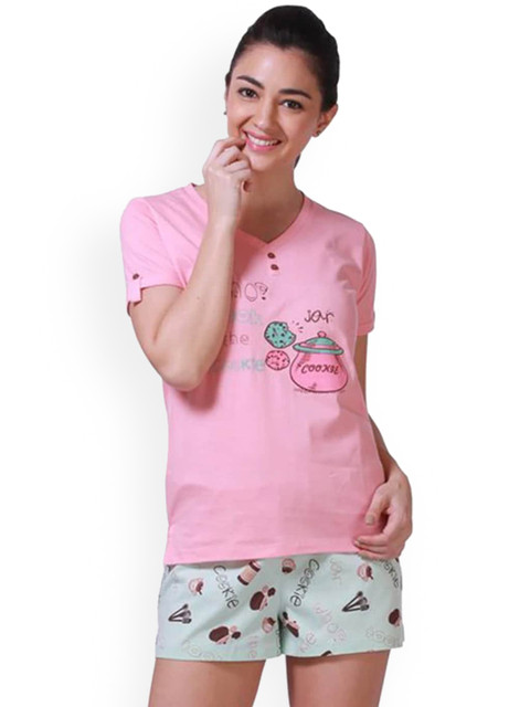 

Denap Women Peach-Coloured Conversational Printed Shorts
