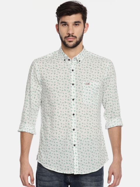 

U.S. Polo Assn. Denim Co. White & Green Printed Regular Fit Casual Shirt