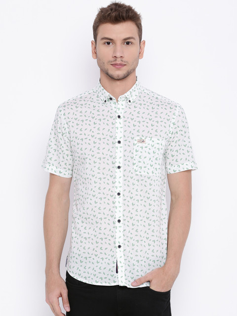 

U.S. Polo Assn. Denim Co. Men White & Green Printed Casual Shirt