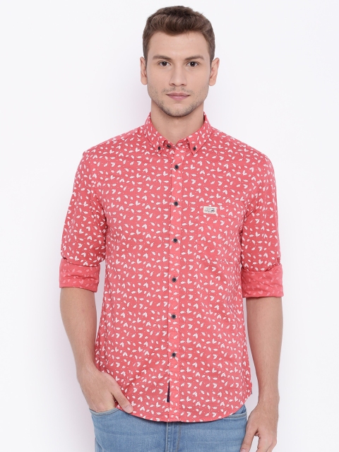 

U.S. Polo Assn. Denim Co. Men Coral Pink Printed Casual Shirt