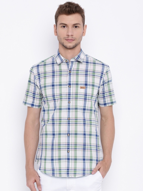 

U.S. Polo Assn. Denim Co. Men Off-White & Blue Checked Casual Shirt