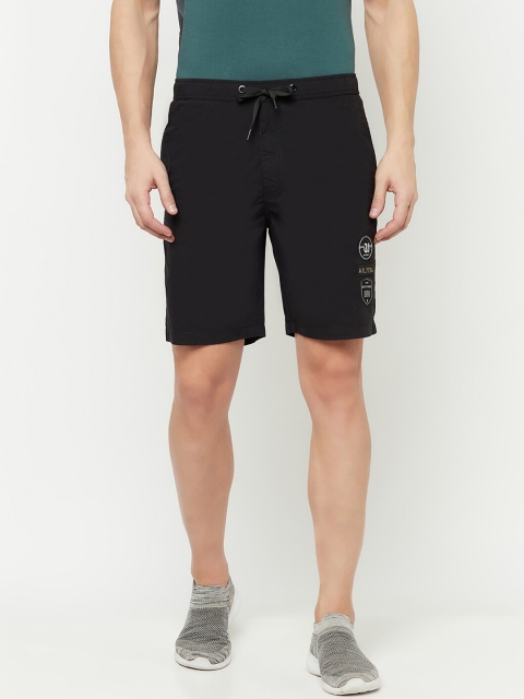 

Octave Men Black Solid Cotton Sports Shorts