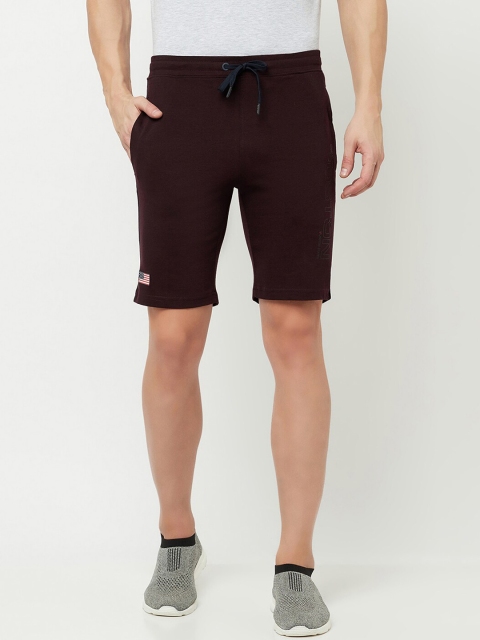 

Octave Men Burgundy Solid Cotton Sports Shorts