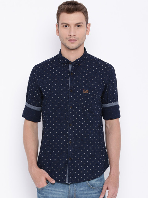 

U.S. Polo Assn. Denim Co. Men Navy Printed Casual Shirt, Navy blue