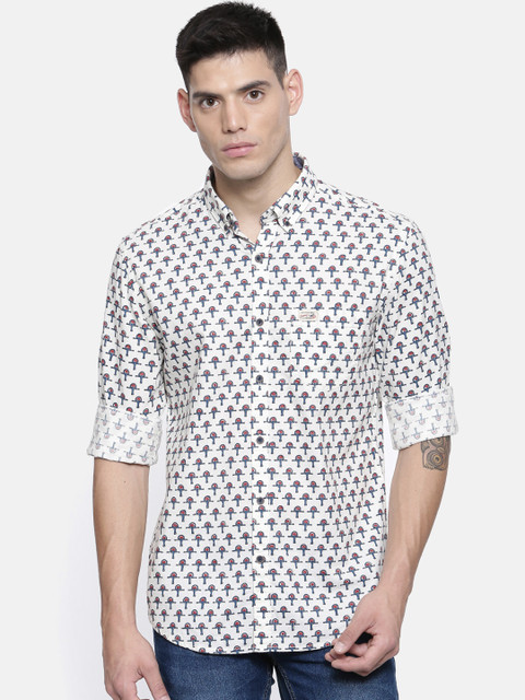 

U.S. Polo Assn. Denim Co. Men Off-White Printed Casual Shirt