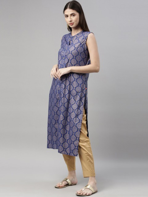 

Marcia Women Blue Printed Thread Work Anarkali Kurta