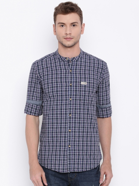 

U.S. Polo Assn. Denim Co. Navy Checked Regular Fit Casual Shirt, Navy blue