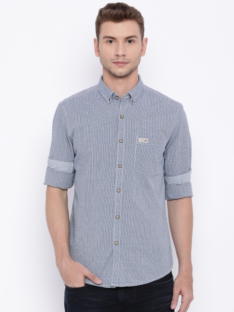 

U.S. Polo Assn. Denim Co. Men Blue Slim Fit Self-Design Casual Shirt