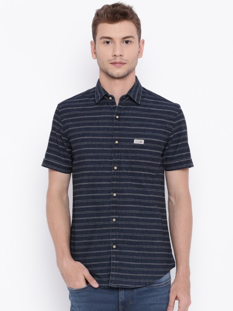 

U.S. Polo Assn. Denim Co. Navy Printed Regular Fit Casual Shirt, Navy blue