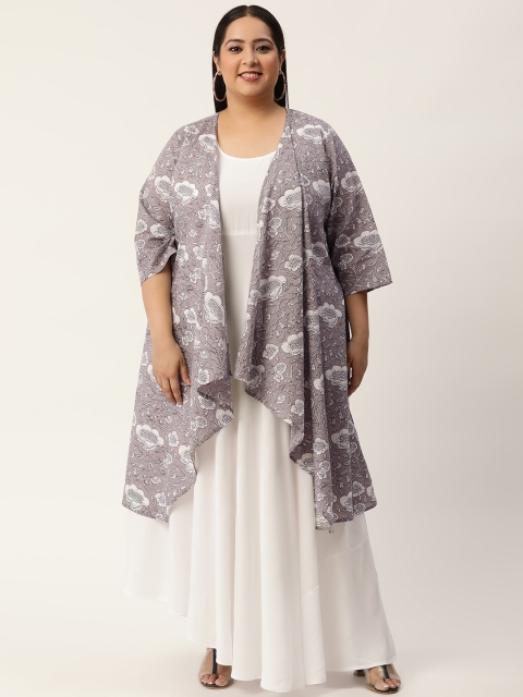 

Revolution Plus Size Grey & White Floral Layered Maxi Dress