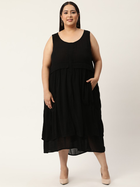 

Revolution Plus Size Black Pure Cotton A-Line Dress