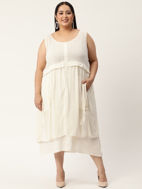 

Revolution Plus Size Off White Pure Cotton A-Line Dress