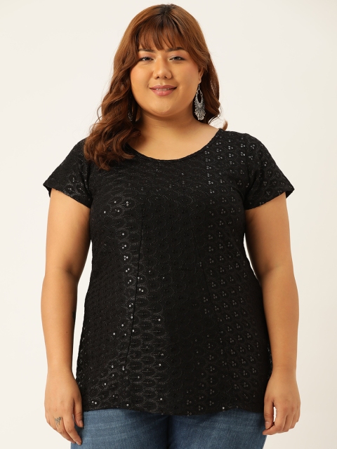 

Revolution Plus Size Black Embroidered Top
