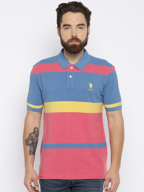

U.S. Polo Assn. Men Blue Striped Polo T-shirt