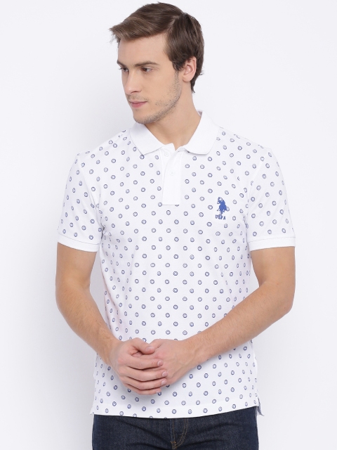 

U.S. Polo Assn. Men White Printed Polo T-shirt