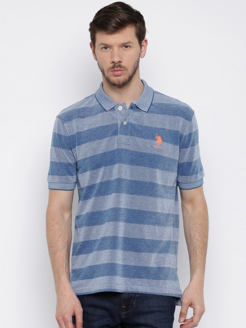 

U.S. Polo Assn. Men Blue Striped Polo T-Shirt