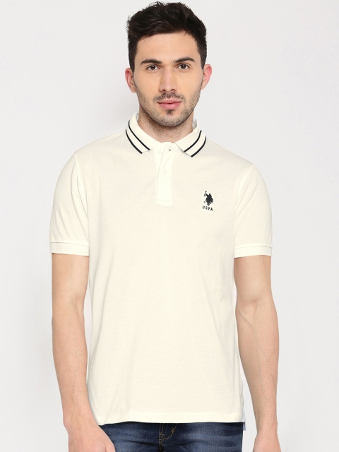 

U.S. Polo Assn. Men White Solid Polo T-shirt