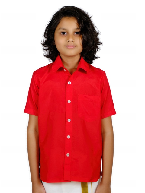 

Sethukrishna Boys Red Standard Casual Shirt
