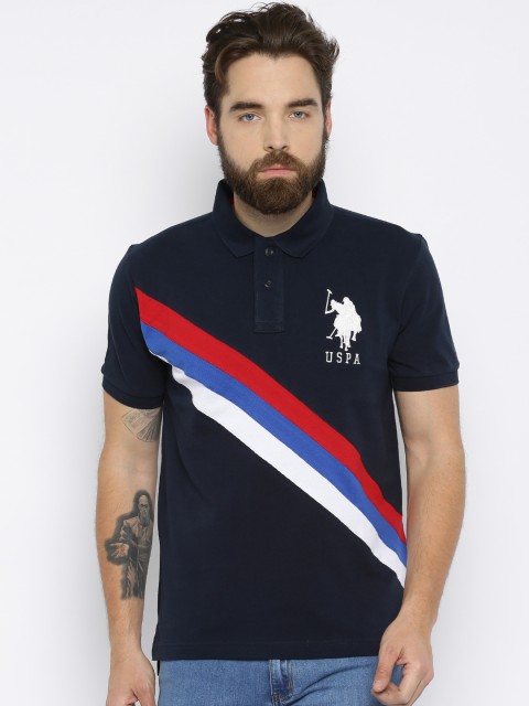 

U.S. Polo Assn. Men Navy Solid Polo T-shirt, Navy blue