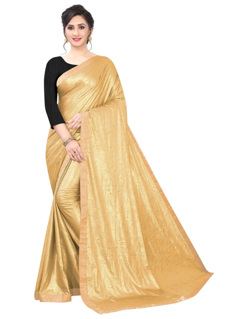 

Jashvi Creation Beige & Gold-Toned Woven Design Zari Satin Saree