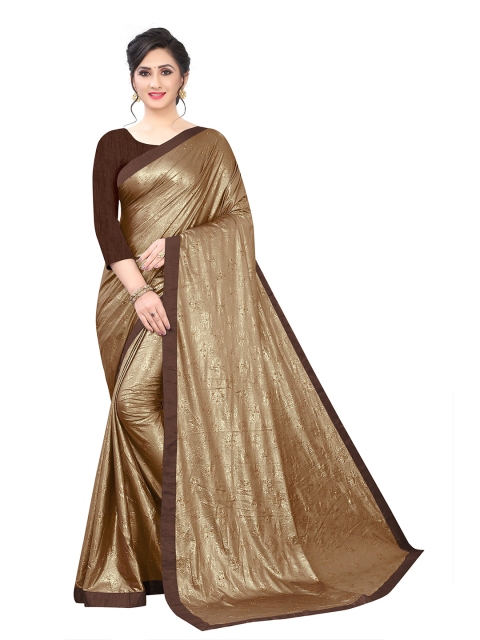 

Jashvi Creation Brown Floral Satin Saree